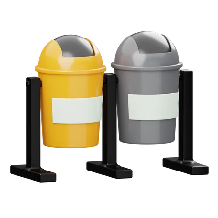 Street Garbage Cans  3D Illustration