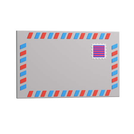 Streifenumschlag mit Briefmarke  3D Icon