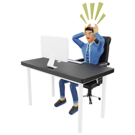 Stressed businessman at work  3D Icon