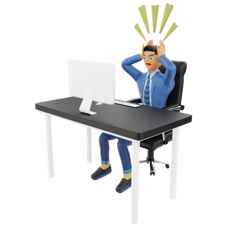 Stressed businessman at work  3D Illustration