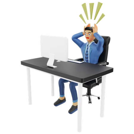 Stressed businessman at work 3D Illustration