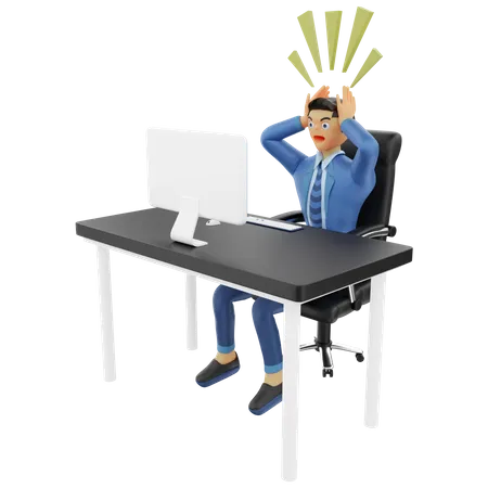 Stressed businessman at work  3D Illustration