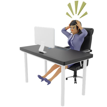 Stressed Businesswoman at work  3D Icon