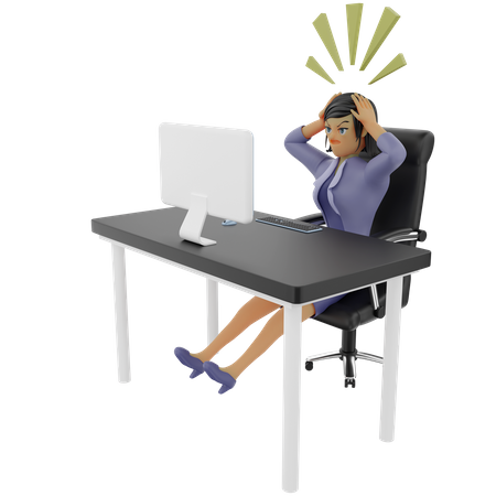 Stressed Businesswoman at work 3D Illustration