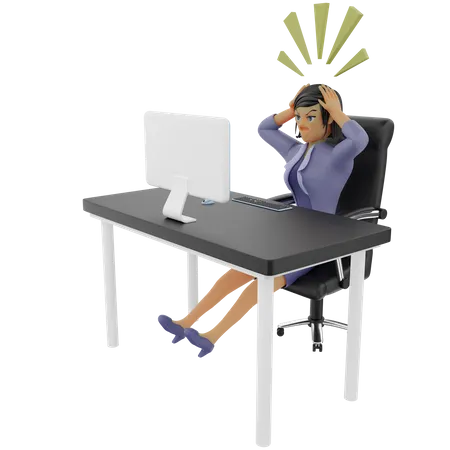 Stressed Businesswoman at work  3D Illustration
