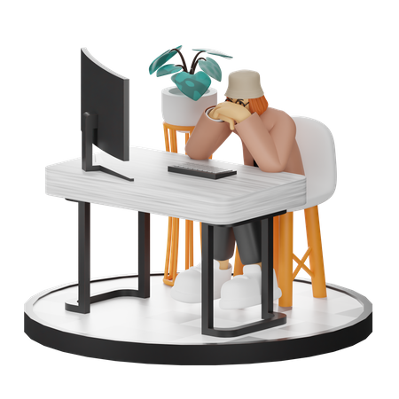 Stressful Businesswoman  3D Icon