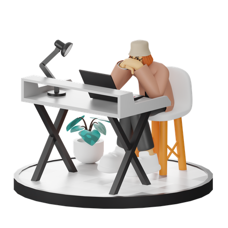 Stressful Businesswoman  3D Icon