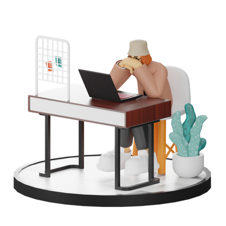 Stressful Businesswoman  3D Icon