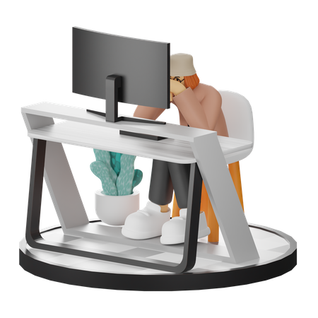 Stressful Businesswoman  3D Icon