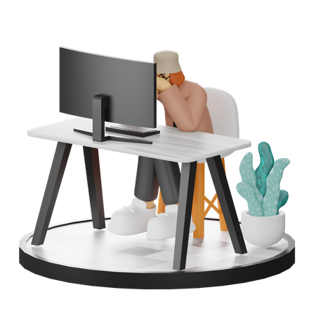 Stressful Businesswoman  3D Icon