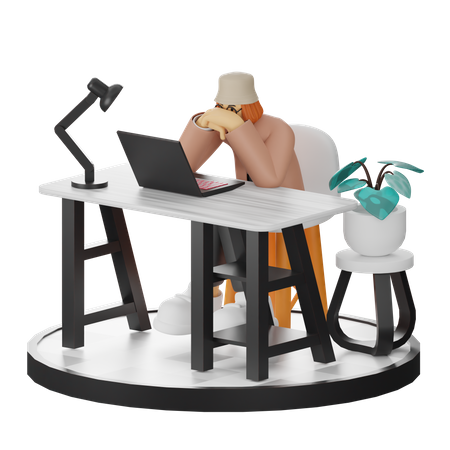 Stressful Businesswoman  3D Icon