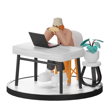 Stressful Businesswoman  3D Icon