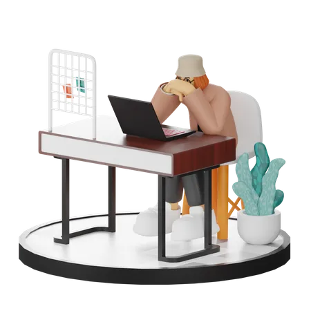 Stressful Businesswoman  3D Illustration