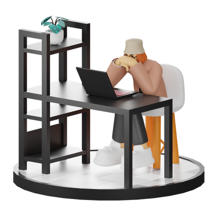 Stressful Businesswoman  3D Illustration