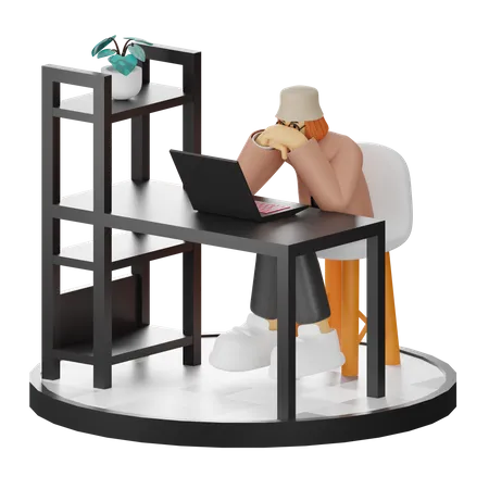 Stressful Businesswoman  3D Illustration