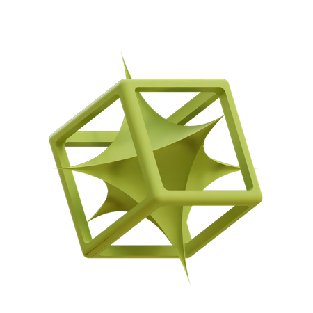 Stretched Star Inside Cuboid Wireframe  3D Illustration