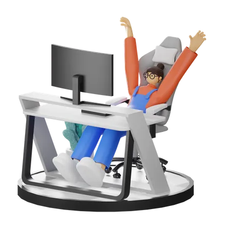 Stretching after work  3D Illustration