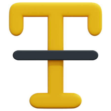 Strikethrough T  3D Icon