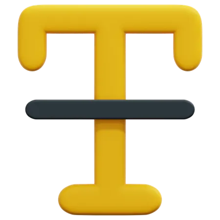 Strikethrough T  3D Icon