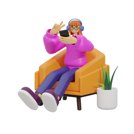 Striking a Pose for the Selfie  3D Illustration