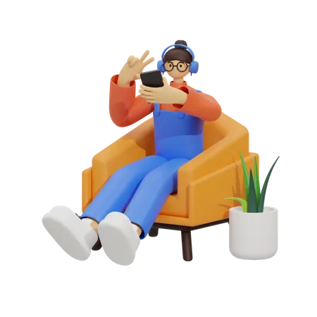 Striking a Pose for the Selfie  3D Illustration