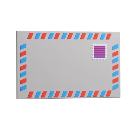 Stripe Envelope With Stamp  3D Icon