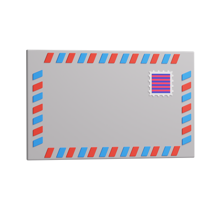 Stripe Envelope With Stamp 3D Icon