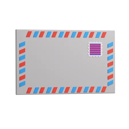 Stripe Envelope With Stamp 3D Icon