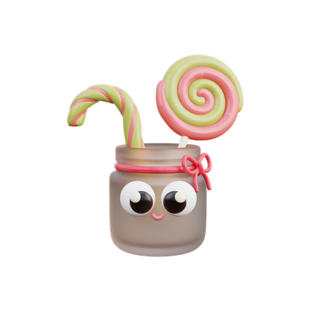Striped Candy Cane  3D Icon