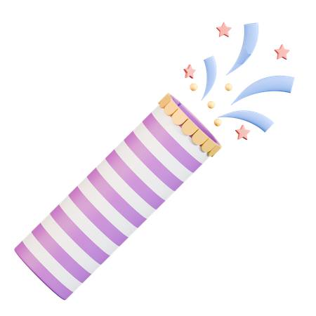 Striped Celebration Popper Pastel  3D Icon