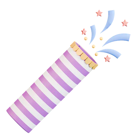 Striped Celebration Popper Pastel  3D Icon