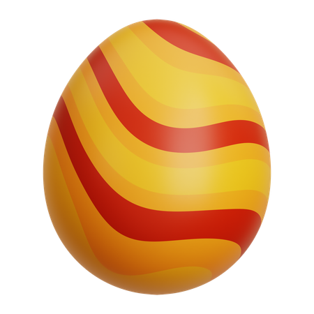 Striped Decorative Easter Egg  3D Icon