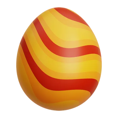 Striped Decorative Easter Egg  3D Icon