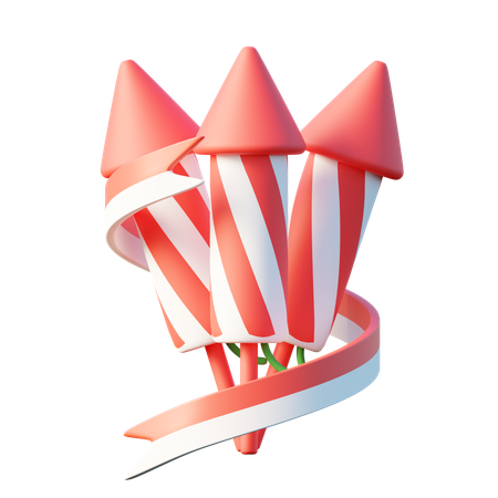 Striped Firework Rocket  3D Icon