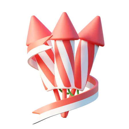 Striped Firework Rocket  3D Icon