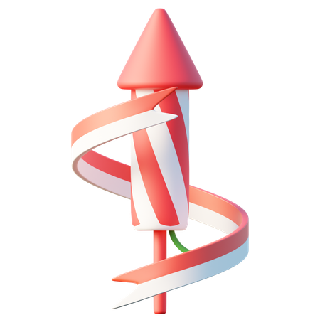 Striped Firework Rocket  3D Icon