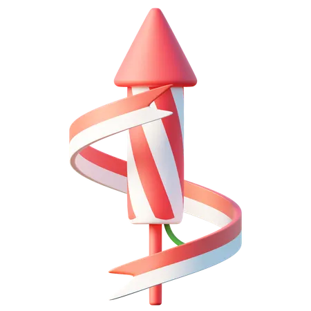Striped Firework Rocket  3D Icon