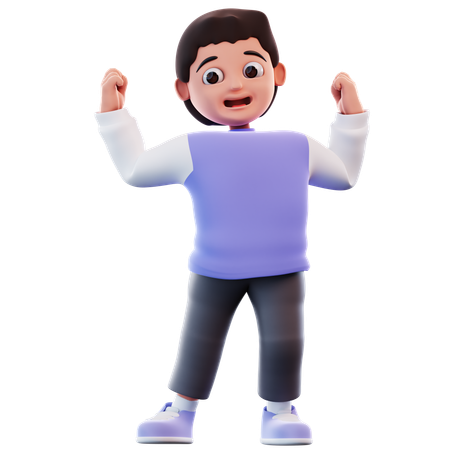 Strong Boy Pose  3D Illustration