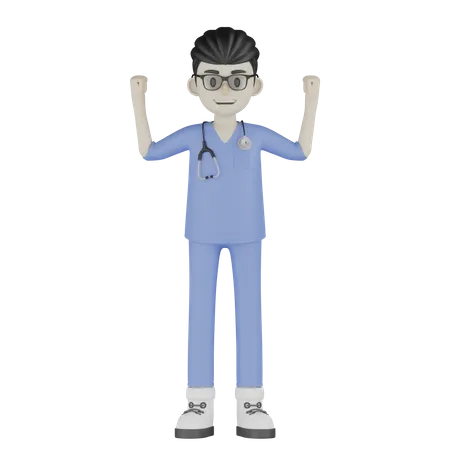 Strong Doctor  3D Illustration