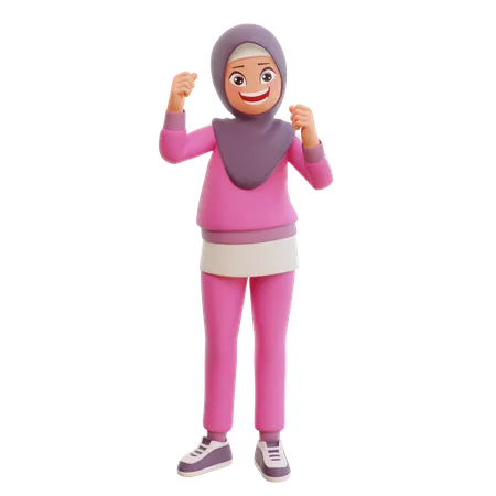 Strong Muslim Girl  3D Illustration