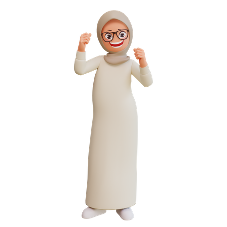 Strong Muslim Woman  3D Illustration