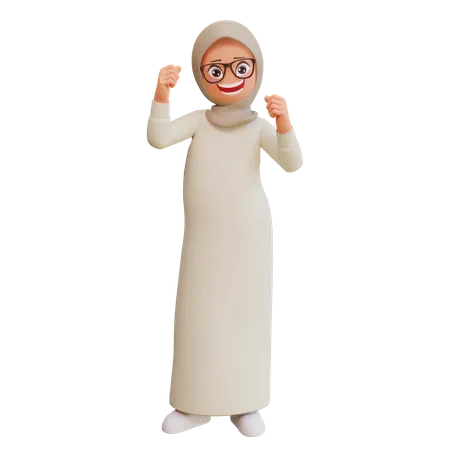 Strong Muslim Woman  3D Illustration