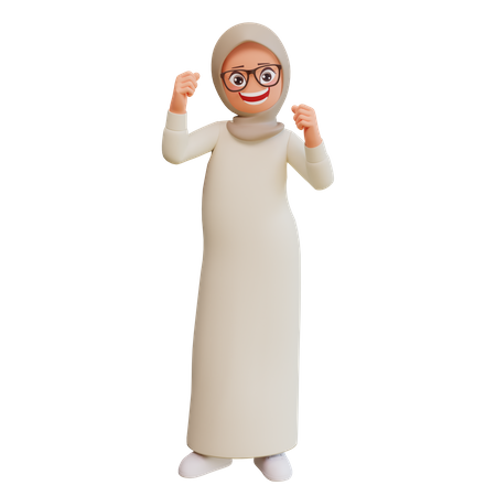 Strong Muslim Woman 3D Illustration