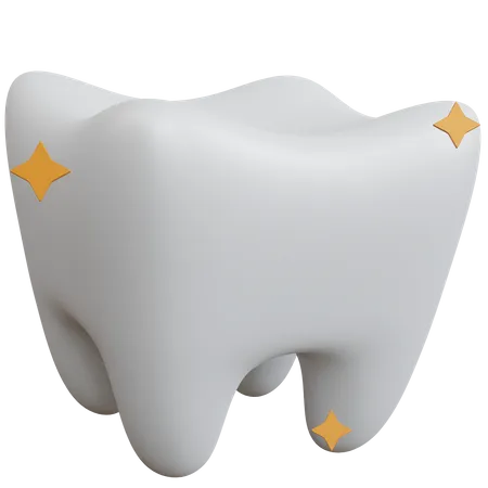 3 D Rendering White Tooth With Sparkling Stars Isolated 3D Icon