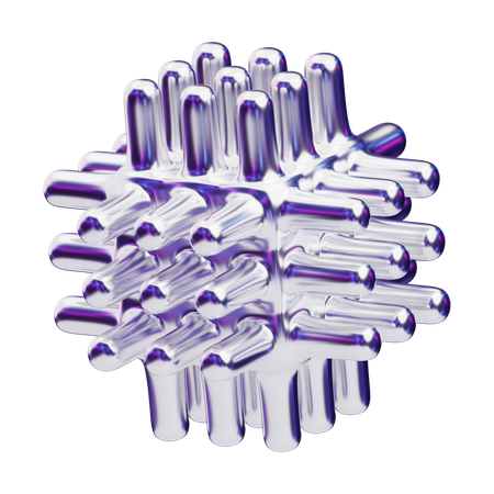 Structure métallique abstraite chromatique avec des protubérances cylindriques  3D Icon