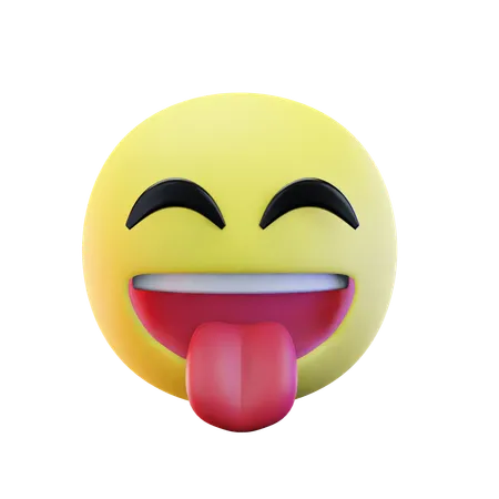 3 D Render Stuck Out Tongue And Smiling Eyes Emoji 3 D Illustration 3D Icon