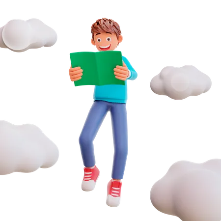 Student back to school and study in the sky  3D Illustration