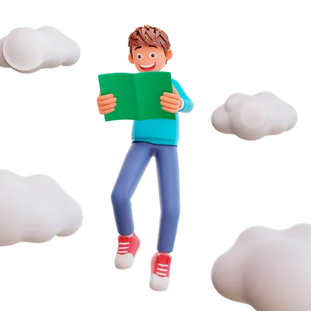 Student back to school and study in the sky 3D Illustration