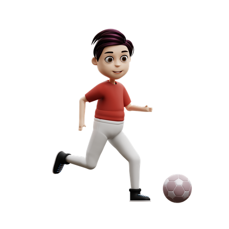 Student Boy Playing Ball  3D Illustration