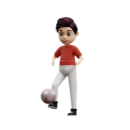 Student Boy Playing Ball  3D Illustration